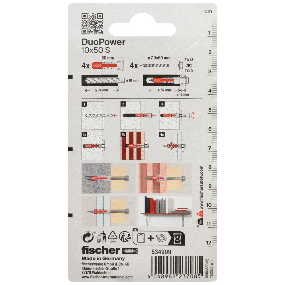 Fischer Dvikomp. kaiš. su varžtu 10x50 mm, 4 vnt. 5