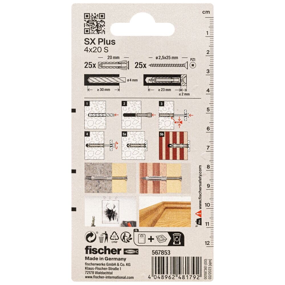 Fischer FISCHER kaiščiai su varžtais SX Plus S, 4x20 mm, 25 vnt. 2