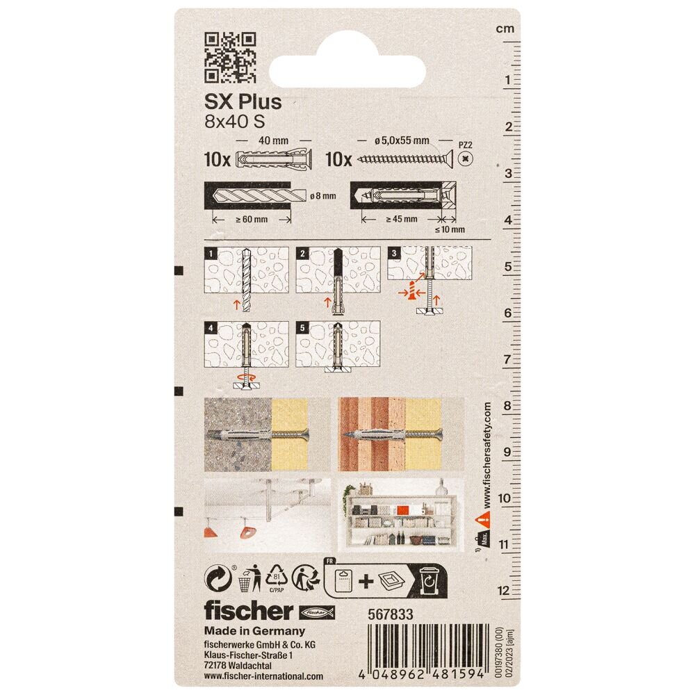 Fischer FISCHER kaiščiai su varžtais SX Plus S, 8x40 mm, 10 vnt. 2