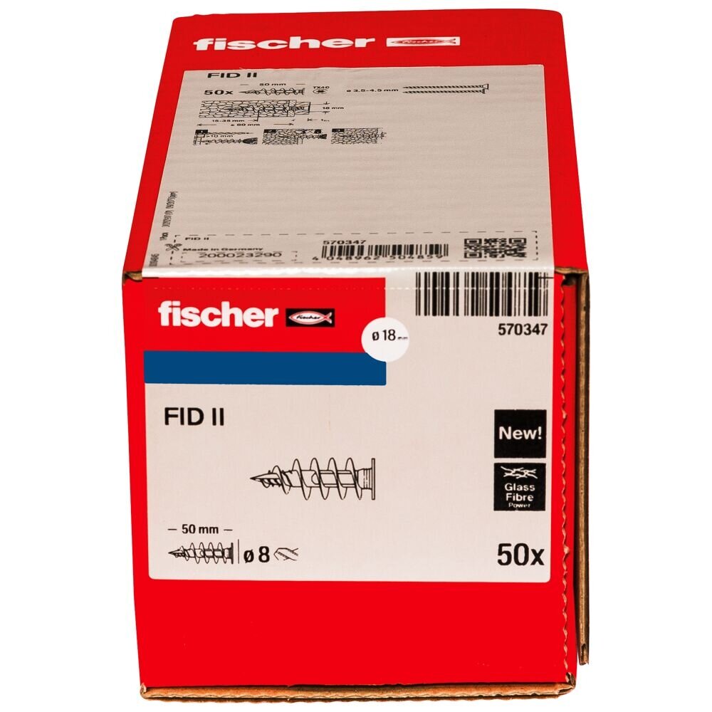 Fischer Kaištis izoliacinėms medžiagoms FID50 II ,Fischer 50 vnt. 2 Fischer Kaištis izoliacinėms medžiagoms FID50 II ,Fischer 50 vnt. 2