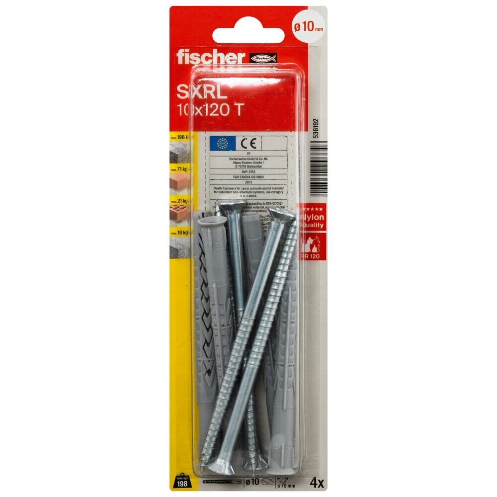 Fischer Kaištis su varžtu SXRL 10 x 120 T 4 vnt. Fischer Kaištis su varžtu SXRL 10 x 120 T 4 vnt.