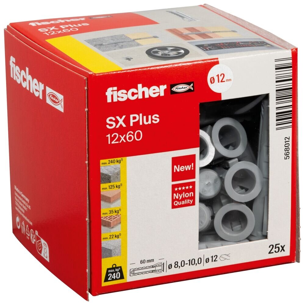 Fischer Univers. kaišt. SX Plus 12x60 mm, 25 vnt. 1 Fischer Univers. kaišt. SX Plus 12x60 mm, 25 vnt. 1