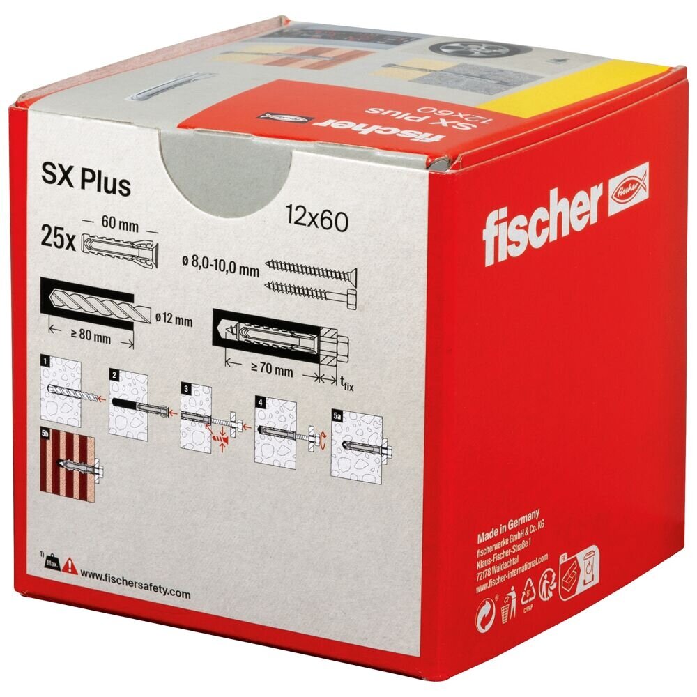 Fischer Univers. kaišt. SX Plus 12x60 mm, 25 vnt. 2 Fischer Univers. kaišt. SX Plus 12x60 mm, 25 vnt. 2