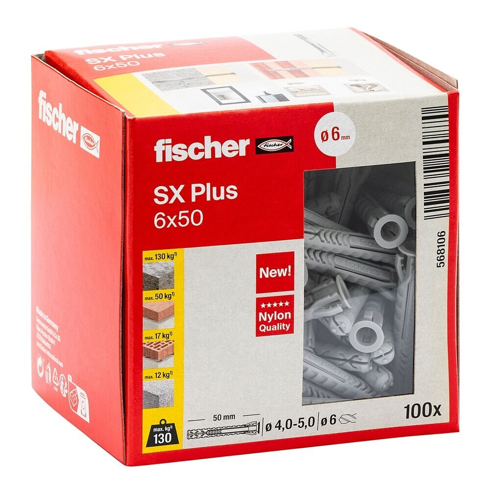 Fischer Univers. prailg. kaišt. SX Plus 6x50 mm, 100 vnt. 1 Fischer Univers. prailg. kaišt. SX Plus 6x50 mm, 100 vnt. 1