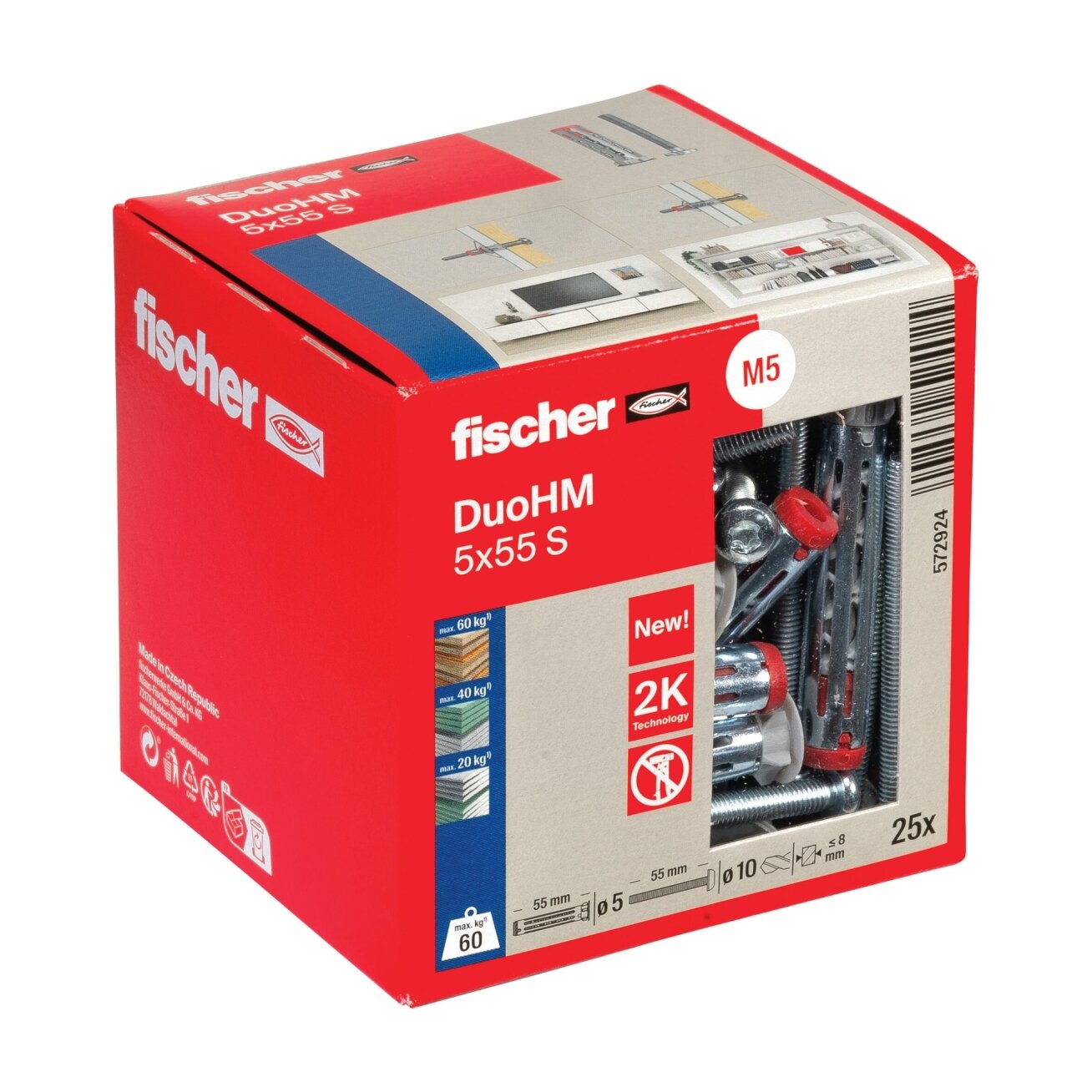 Fischer Tuščiavidurių konstrukcijų kaištis DuoHM 5x55 S PH TX, Fischer, 25 vnt. 1