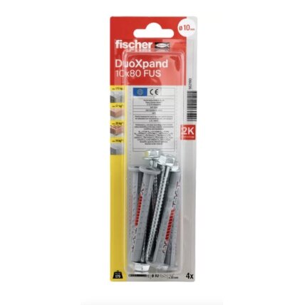 Fischer DuoXpand kaištis su varžtu 10x80 FUS, 4 vnt. 3 Fischer DuoXpand kaištis su varžtu 10x80 FUS, 4 vnt. 3