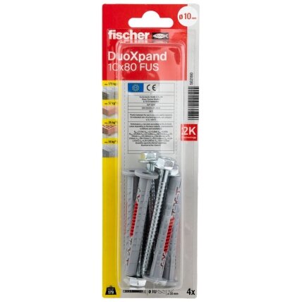 Fischer DuoXpand kaištis su varžtu 10x80 FUS, 4 vnt. 4