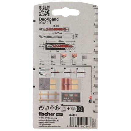 Fischer DuoXpand kaištis su varžtu 10x80 T, 4 vnt. 2