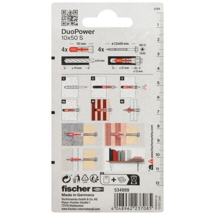Fischer Dvikomp. kaiš. su varžtu 10x50 mm, 4 vnt. 13 Fischer Dvikomp. kaiš. su varžtu 10x50 mm, 4 vnt. 13