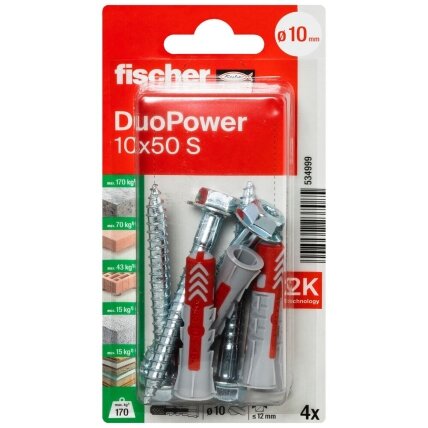 Fischer Dvikomp. kaiš. su varžtu 10x50 mm, 4 vnt. 4 Fischer Dvikomp. kaiš. su varžtu 10x50 mm, 4 vnt. 4