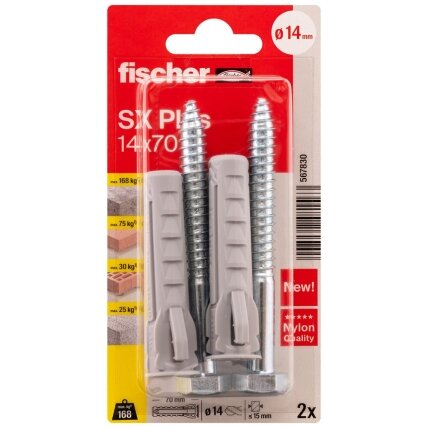Fischer FISCHER kaiščiai su varžtais SX Plus S, 14x70 mm, 2 vnt. Fischer FISCHER kaiščiai su varžtais SX Plus S, 14x70 mm, 2 vnt.
