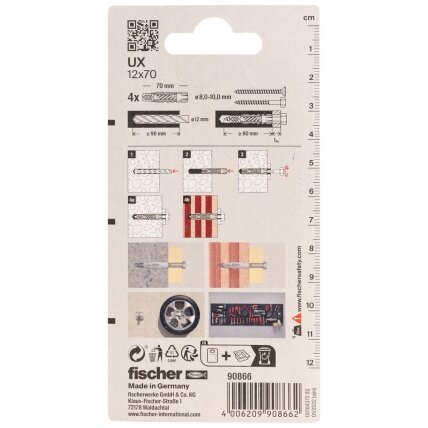 Fischer Kaiščiai UX 12 x 70 mm, 4 vnt. 1 Fischer Kaiščiai UX 12 x 70 mm, 4 vnt. 1