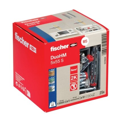 Fischer Tuščiavidurių konstrukcijų kaištis DuoHM 5x55 S PH TX, Fischer, 25 vnt. 3 Fischer Tuščiavidurių konstrukcijų kaištis DuoHM 5x55 S PH TX, Fischer, 25 vnt. 3