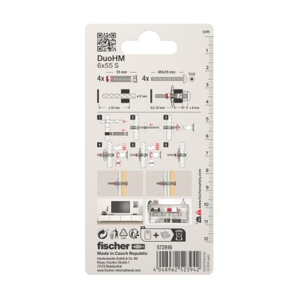 Fischer Tuščiavidurių konstrukcijų kaištis DuoHM 6x55 S PH TX, Fischer, 4 vnt.   2