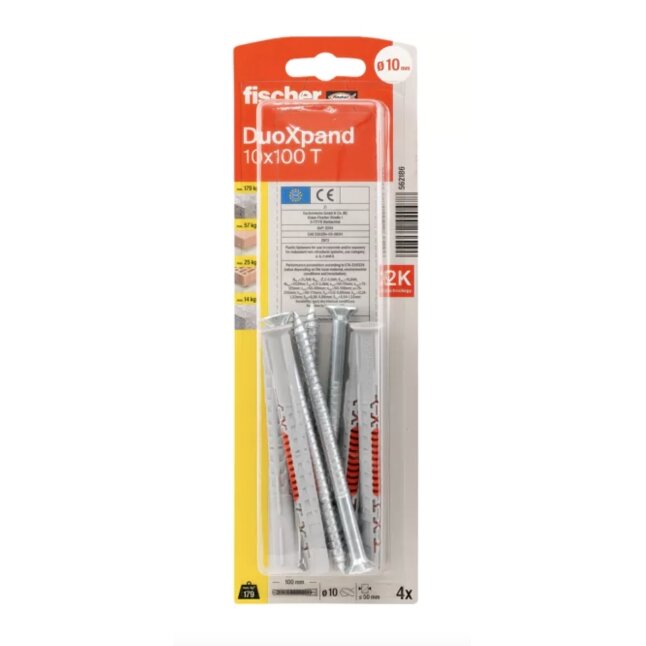 Fischer DuoXpand kaištis su varžtu 10x100 T, 4 vnt. 3 Fischer DuoXpand kaištis su varžtu 10x100 T, 4 vnt. 3