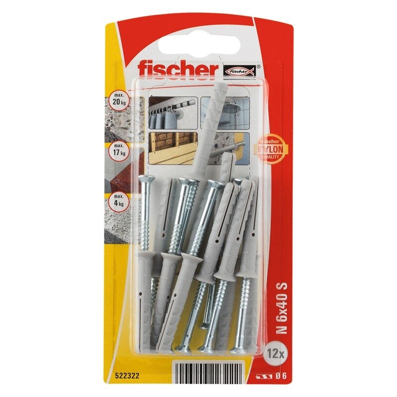 Fischer Kalami kaiščiai N 6x40, 12vnt 4 Fischer Kalami kaiščiai N 6x40, 12vnt 4