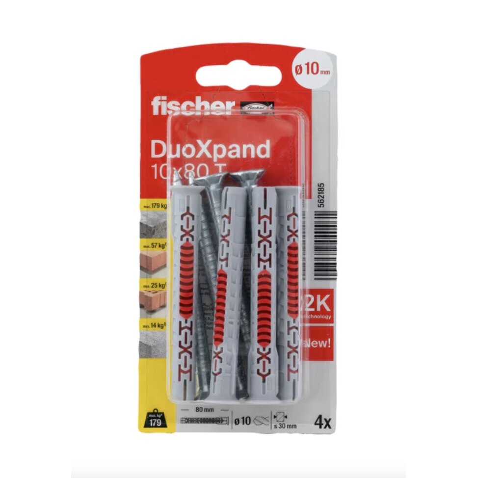 Fischer DuoXpand kaištis su varžtu 10x80 T, 4 vnt.