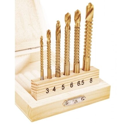 Frezavimo grąžtų medžiui rinkinys (3-8mm)(6vnt) 1 Frezavimo grąžtų medžiui rinkinys (3-8mm)(6vnt) 1