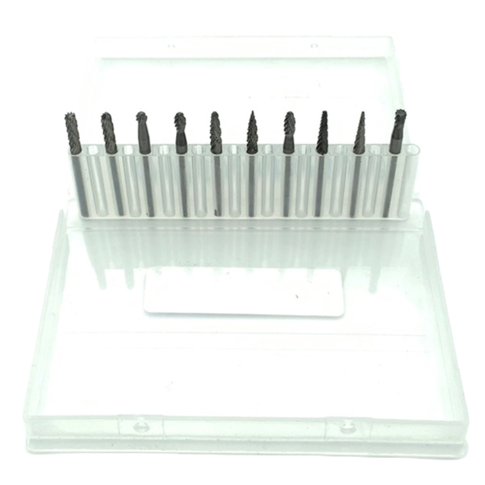 Frezų kietmetalio rinkinys Ø3x3mm 10vnt. 1 Frezų kietmetalio rinkinys Ø3x3mm 10vnt. 1