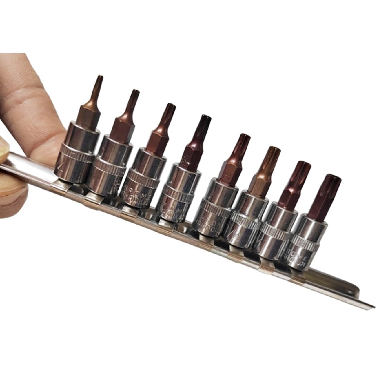 Galvučių su antgaliu rinkinys 1/4" (T-8-T-40)(torx) 8vnt. 1