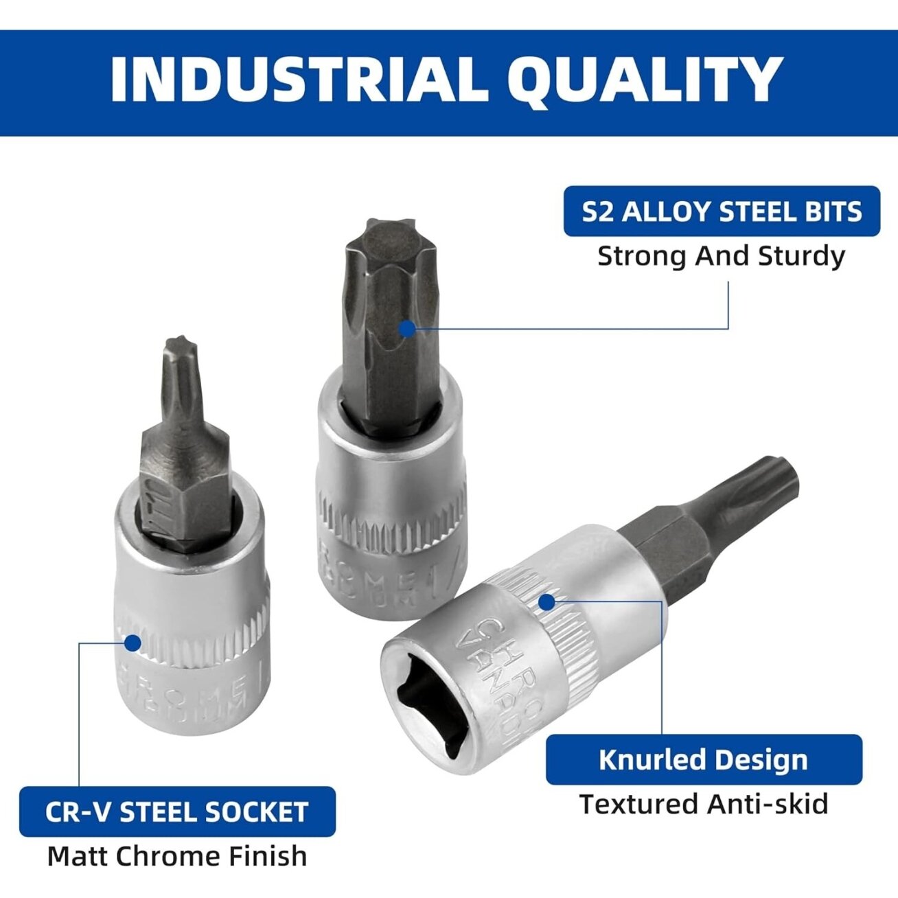 Galvučių su antgaliu rinkinys 3/8" (T-10-T-60)(torx) 9vnt. 1 Galvučių su antgaliu rinkinys 3/8" (T-10-T-60)(torx) 9vnt. 1