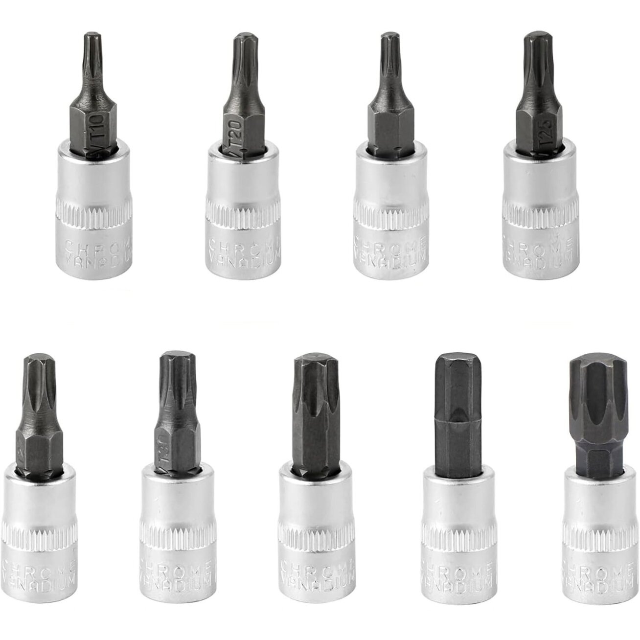Galvučių su antgaliu rinkinys 3/8" (T-10-T-60)(torx) 9vnt. 2 Galvučių su antgaliu rinkinys 3/8" (T-10-T-60)(torx) 9vnt. 2