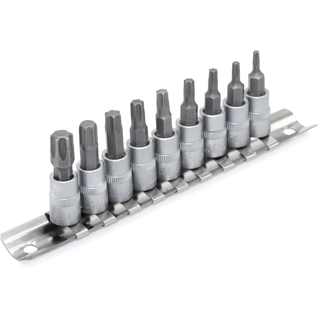 Galvučių su antgaliu rinkinys 3/8" (T-10-T-60)(torx) 9vnt. Galvučių su antgaliu rinkinys 3/8" (T-10-T-60)(torx) 9vnt.