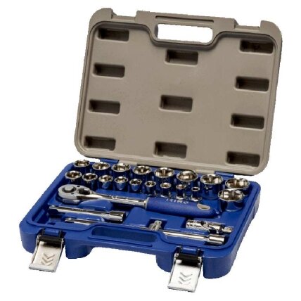 Galvučių, priedų ir terkšlės komplektas 1/2" 23 vnt. 8-32mm IRIMO Galvučių, priedų ir terkšlės komplektas 1/2" 23 vnt. 8-32mm IRIMO