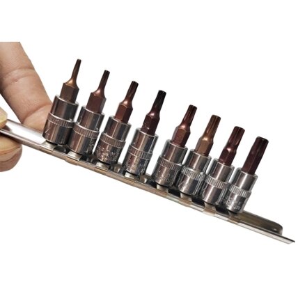 Galvučių su antgaliu rinkinys 1/4" (T-8-T-40)(torx) 8vnt. 1