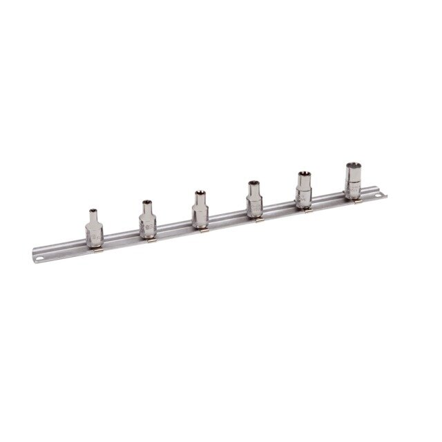 Galvučių su antgaliais 6700TORX-E rinkinys E4-E10 6vnt 1/4" ant bėgelio Galvučių su antgaliais 6700TORX-E rinkinys E4-E10 6vnt 1/4" ant bėgelio