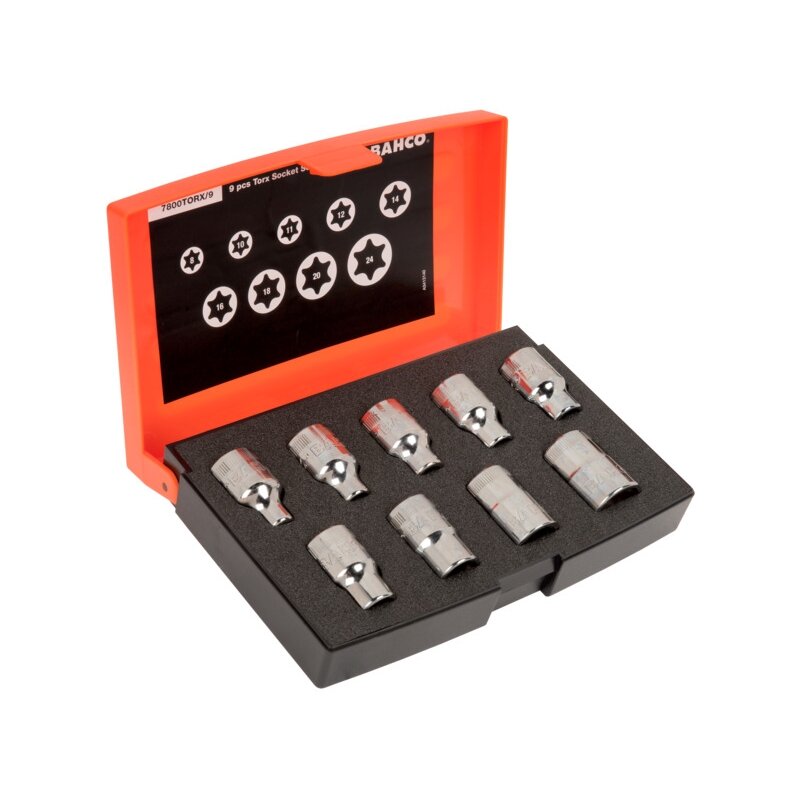 Galvučių komplektas Bahco 7800TORX E8-E24 1/2" Galvučių komplektas Bahco 7800TORX E8-E24 1/2"