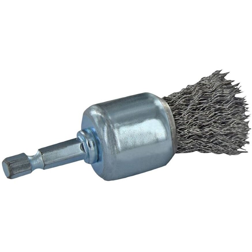 Galinis šepetys grąžtui, Ø22 mm, gofruota plieninė viela 0.35 mm, 1/4 HEX kotas Galinis šepetys grąžtui, Ø22 mm, gofruota plieninė viela 0.35 mm, 1/4 HEX kotas