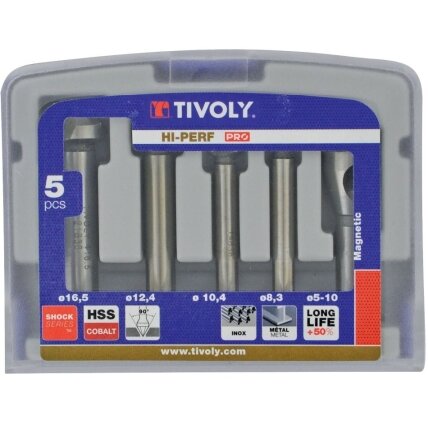 Gilintuvų metalui rinkinys 5vnt HSS-E5, ØD=8,3-16,5mm kobaltas 5% "Half-box" Gilintuvų metalui rinkinys 5vnt HSS-E5, ØD=8,3-16,5mm kobaltas 5% "Half-box"