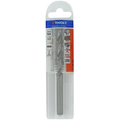 Grąžtas metalui HSS "T LINE" (Ø) 8,5 mm pilnai šlifuotas,118⁰ kampas,centruojantis DIN338,blisteryje Grąžtas metalui HSS "T LINE" (Ø) 8,5 mm pilnai šlifuotas,118⁰ kampas,centruojantis DIN338,blisteryje