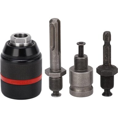 Griebtuvas gręžtuvui 1/2'' Ø2-13mm su adapteriais 4vnt.