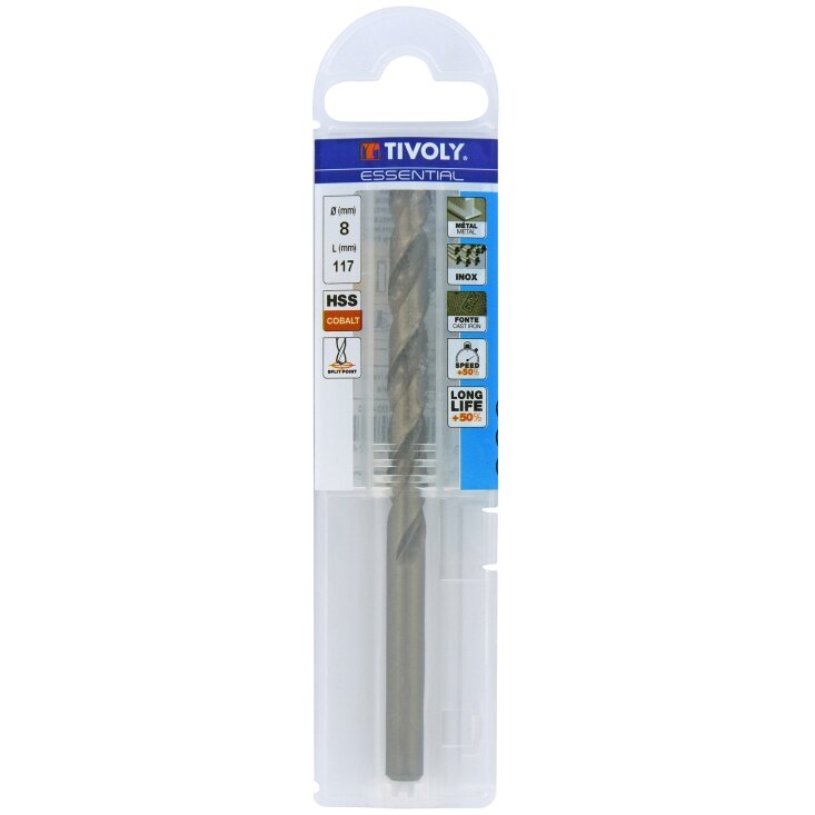 Grąžtas metalui 8.0 mm, COBALT HSS-E5, pilnai šlifuotas, kampas 135⁰ . T Line, blisteryje Grąžtas metalui 8.0 mm, COBALT HSS-E5, pilnai šlifuotas, kampas 135⁰ . T Line, blisteryje