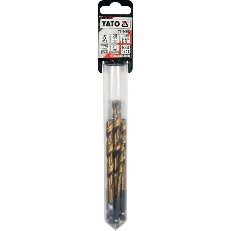 Grąžtų rinkinys HSS 1/4" (5vnt)(titano) 4.0-10.0mm 1