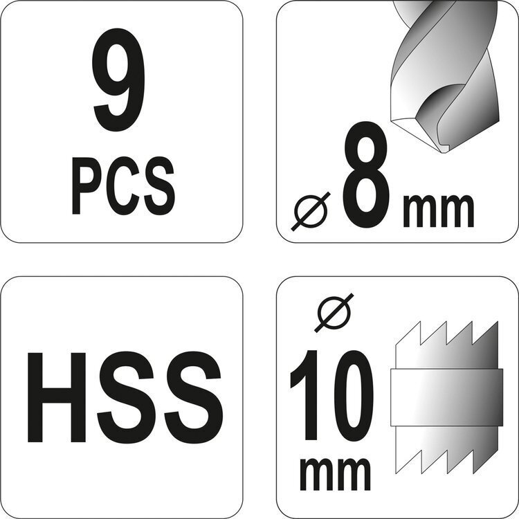 Grąžtų rinkinys kontaktiniams taškams nugręžti HSS (9vnt)(HSS) 4 Grąžtų rinkinys kontaktiniams taškams nugręžti HSS (9vnt)(HSS) 4