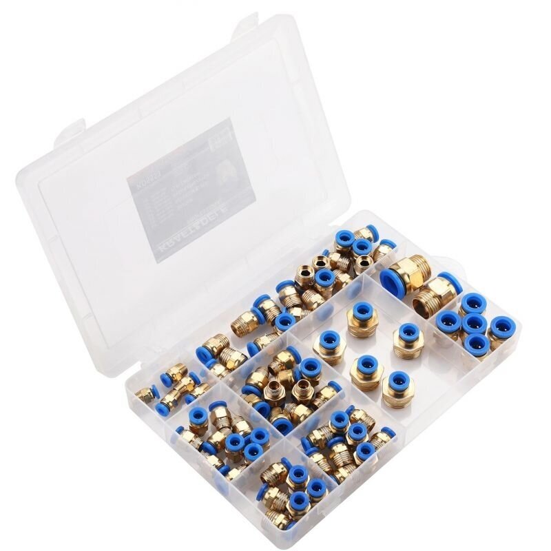Greito jungimo vožtuvų su sriegiais rinkinys (4 - 16mm)(1/8"+1/4"+1/2") 72vnt. 2 Greito jungimo vožtuvų su sriegiais rinkinys (4 - 16mm)(1/8"+1/4"+1/2") 72vnt. 2