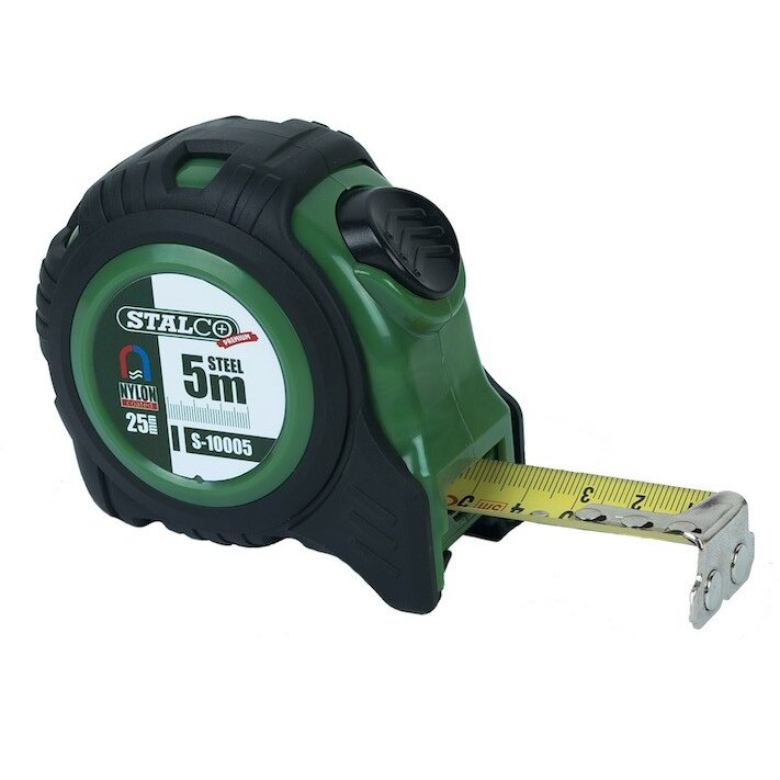 Gumuota ruletė STALCO PREMIUM 5m x25mm Gumuota ruletė STALCO PREMIUM 5m x25mm