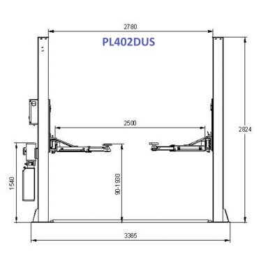 Hidraulinis 2 kolonų keltuvas su mech. saugumo fiksatoriais (vienpus fiksavimas), 4.0t