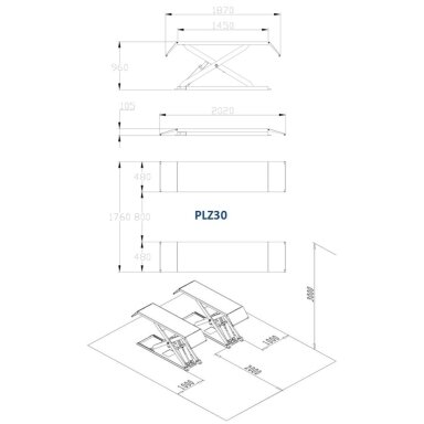 Hidraulinis keltuvas žirklinis, 3.0t