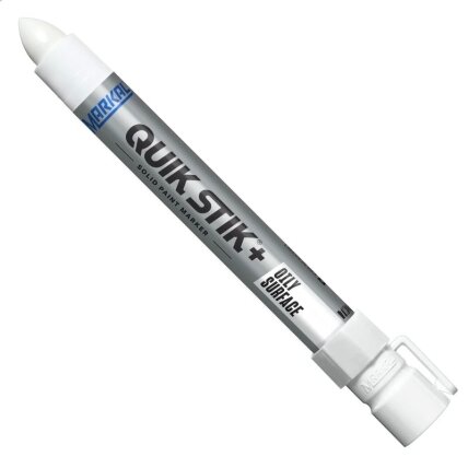Industrinis kietų dažų žymeklis tepaluotiems paviršiams Markal QUIK STIK+ OILY SURFACE, BALTAS Industrinis kietų dažų žymeklis tepaluotiems paviršiams Markal QUIK STIK+ OILY SURFACE, BALTAS