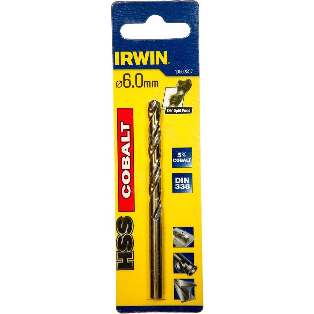 IRWIN Grąžtas metalui HSS COBALT 6,0 mm blist. IRWIN Grąžtas metalui HSS COBALT 6,0 mm blist.