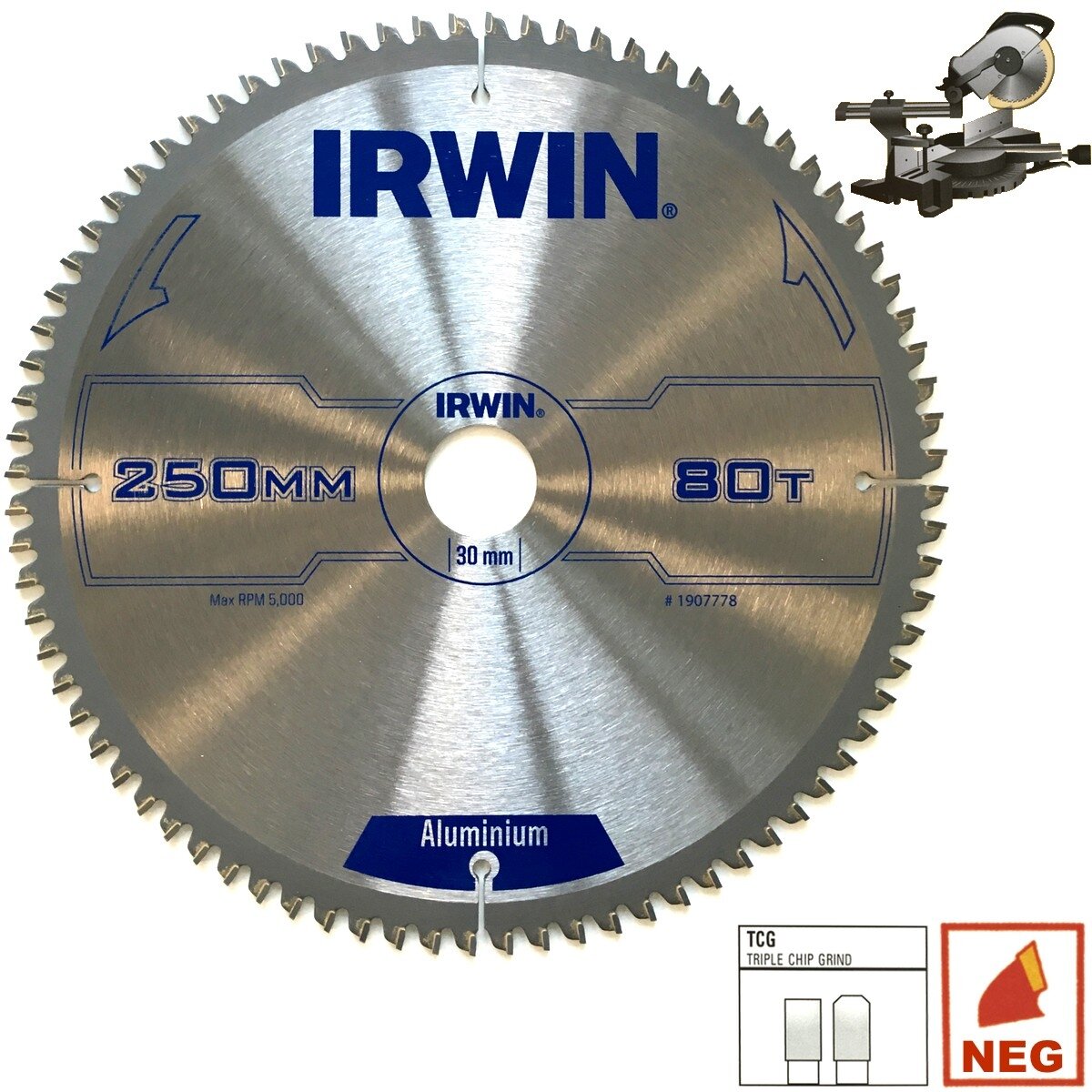 IRWIN Pj. d. 250x30(20,16)x80T 2,5 mm TCG/N