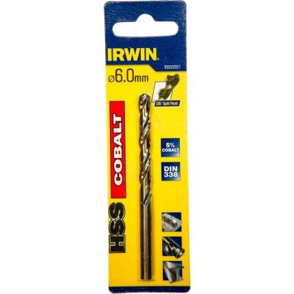 IRWIN Grąžtas metalui HSS COBALT 6,0 mm blist. IRWIN Grąžtas metalui HSS COBALT 6,0 mm blist.