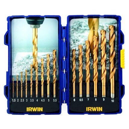 IRWIN Grąžtų rinkinys HSS Titanium 1-10 mm 15 vnt. IRWIN Grąžtų rinkinys HSS Titanium 1-10 mm 15 vnt.