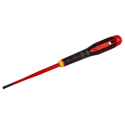 Izoliuotas atsuktuvas ERGO™ SLIM plokščias 1,0x5,5x125mm 1000V VDE lygiabriaunis Izoliuotas atsuktuvas ERGO™ SLIM plokščias 1,0x5,5x125mm 1000V VDE lygiabriaunis