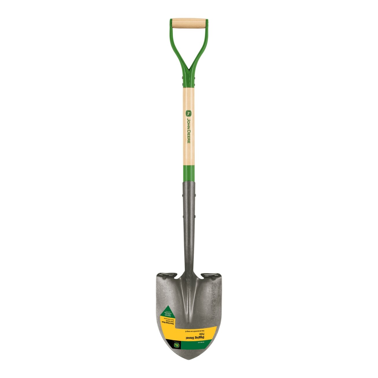 John Deere apvalus kastuvas su mediniu kotu 113 cm ir plienine D formos rankena John Deere apvalus kastuvas su mediniu kotu 113 cm ir plienine D formos rankena