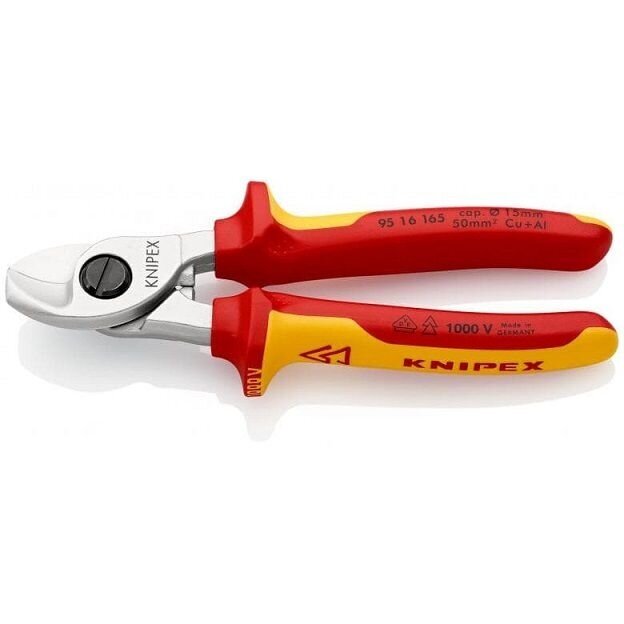 Kabelio kirpimo žirklės elektrikui VDE 165mm KNIPEX 1 Kabelio kirpimo žirklės elektrikui VDE 165mm KNIPEX 1